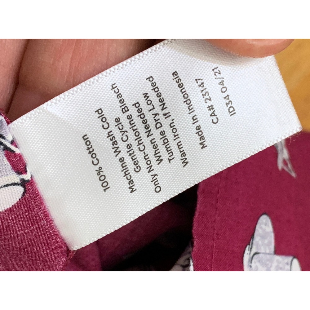 Talbots Women's Burgundy Teacup Print Cotton Button Down Shirt M Long Sleeve - Picture 5 of 9